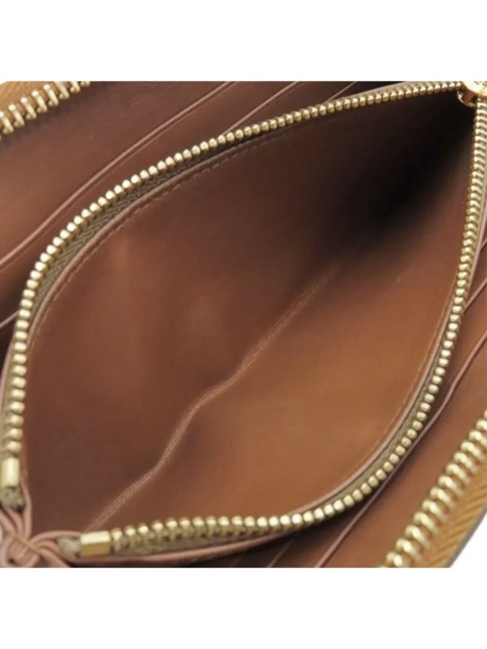 Loewe Wallet Star Motif Grain Calf Leather Brown Gold Zip Around